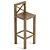 Rustic Wooden Bar Stool 3D model small image 2