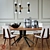 Elegant Trocadero Table with Camille Chairs and Caracas Chandelier 3D model small image 1