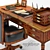 Classic Office Set: Armchair, Desk & Accessories 3D model small image 2