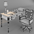 Classic Office Set: Armchair, Desk & Accessories 3D model small image 3