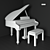 Orla Grand 310 White: Elegant and Spacious Grand Piano 3D model small image 2
