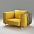 Yellow Fabric: Seat Height 35cm 3D model small image 1