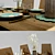 Elegant Table Set with Bohemian Glassware & Antique Brass Accessories 3D model small image 2