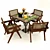 Rustic Outdoor Dining Set 3D model small image 1