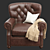 Classic Leather Armchair with Quilted Detail 3D model small image 2