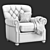 Classic Leather Armchair with Quilted Detail 3D model small image 3