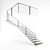 Sleek Wood & Metal Staircase 3D model small image 1