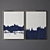 Contemporary Art Set 4: Vertical Navy & White Paintings 3D model small image 3