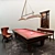 Complete Billiards Set with Table, Cue, Chair & Accessories 3D model small image 1