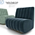 Sophia Velvet Single Sofa: Mid-century Modern Design 3D model small image 1