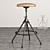 Rustic Industrial Leather Counter Stool 3D model small image 1