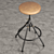 Rustic Industrial Leather Counter Stool 3D model small image 2