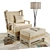 Coastal Chic Armchair & Ottoman 3D model small image 1