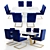 Navy Velvet Dining Chairs  3D model small image 2