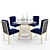 Opulent Opal Gold & Navy Dining Set 3D model small image 1