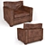 Vintage Distressed Leather Armchair 3D model small image 1
