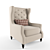 Cozy Red Stripe Accent Chair 3D model small image 2