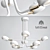 Modern White Curved 8-Light Stix Chandelier 3D model small image 1
