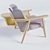 Lasai: Oak Armchair & Coffee Table Set 3D model small image 2