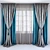 Turquoise Velvet Curtains with Brush 3D model small image 1