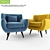 Retro Papaya Armchair: Mid Century Modern Flair 3D model small image 1