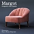 Elegant Old Rose Velvet Accent Chair 3D model small image 1