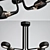Sleek Black Curved Stix Chandelier 3D model small image 2