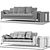 Velvet Louis Up Sofa - Meridiani 3D model small image 3