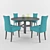 Stylish Turquoise Chair 3D model small image 1