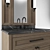 Dark Wood 90cm Bathroom Vanity 3D model small image 2