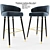 Glamorous Crescent Velvet Bar Chair 3D model small image 1