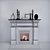 Sleek Black Edition Fireplace 3D model small image 3