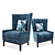 Vida Classic Teal Armchair 3D model small image 3