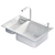 Stainless Steel Sink with Battery - 55x78 cm 3D model small image 3