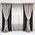Elegant Brown-Beige Curtains with Pick-Up Brush 3D model small image 1