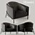 Minotti Fil Noir Black Armchair 3D model small image 1