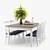 Gute White Dining Set 3D model small image 1