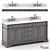 72" Dual Sink Wood Vanity 3D model small image 1