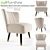 Mid Century Grey Wool Arizona Cocktail Chair 3D model small image 1