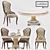 Elegant Carpanese Dining Set 3D model small image 1