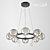 Sleek Magnum Chandelier - Matte Black, Smoky Glass 3D model small image 1