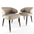 Sleek Hopper Table & Carlton Chair 3D model small image 3