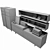 Silenia Furniture Set: Tray Commode, Showcase, Glass Shelves 3D model small image 3