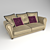 Cozy Triple Sofa with Pillows 3D model small image 1