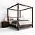 Restoration Hardware Stacked Canopy Bed & Nightstand 3D model small image 1