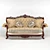 Elegant Double Sofa with Decorative Carving 3D model small image 2