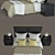 Title: Undredal Bedroom Set with Black Bed Frame, Two-Drawer Dresser, and Brass Table Lamp 3D model small image 2