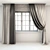Two-Tone Roman Curtains with Pick-Up Brush 3D model small image 1