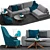 Italian Berto Living Room Set 3D model small image 1