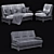 Luxury Upholstered "President" Milana Sofa Set 3D model small image 2